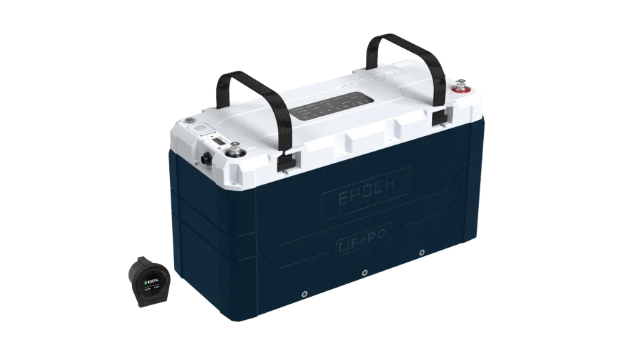 Epoch - C48100A - 48V 100Ah V2 Elite Series - Heated & Bluetooth & Victron Comms LiFePO4 Battery - Angled View