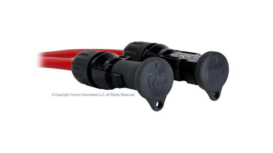 High quality photo of the Staubli - 32.0716-32.0717 - MC4 Sealing Caps - Plug In-Use. Photographed by Current Connected