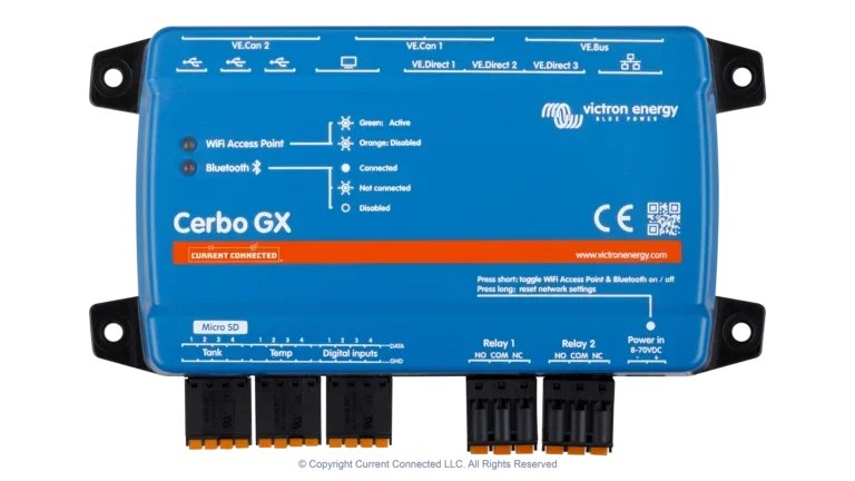 High quality photo of the front of the Victron BPP900451100 Cerbo GX MK2 System Controller - photographed by Current Connected