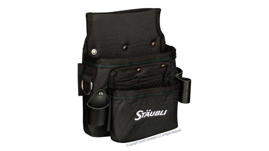 High quality photo of the Staubli - 32.0387 - Staubli Installer Tool Belt SET Installer tool belt SET - Large Bag Angled View. Photographed by Current Connected