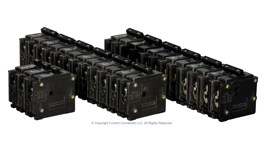 Eaton BR Circuit Breakers, Single and Double Pole Options, Amperage from 15A to 125A, Thermal-Magnetic Breakers, Plug On