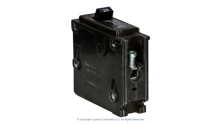 High quality photo of the Eaton - BR120 - Single Pole Breaker 20A -Angled Left View. Photographed by Current Connected