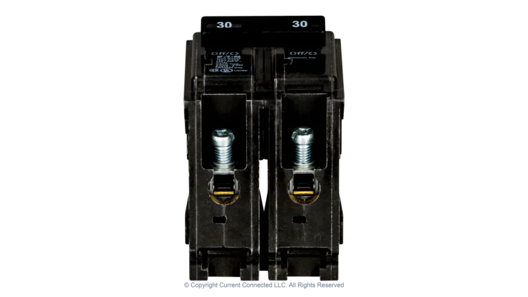 High quality photo of the Eaton - BR2100 - Double Pole Breaker 15A - 50A - Bottom View. Photographed by Current Connected