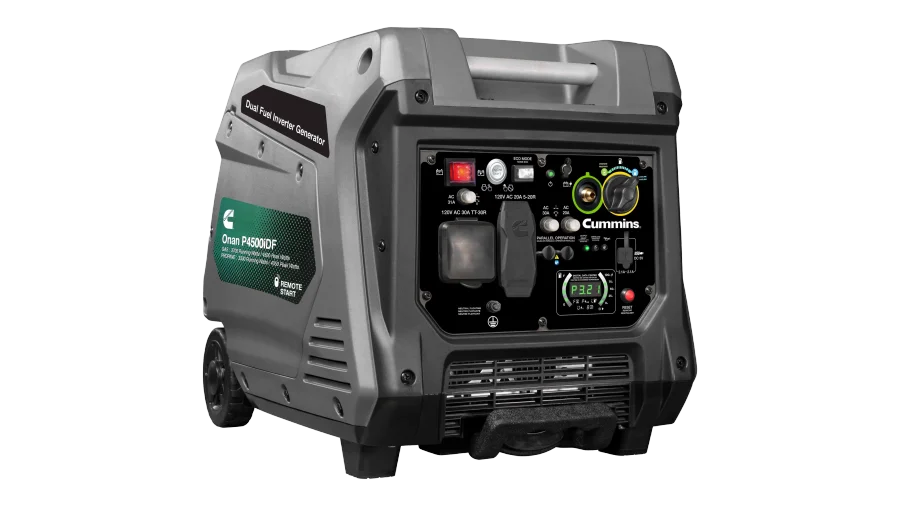 Cummins - A068H732 - Cummins - Onan P4500iDF Dual-Fuel Inverter Generator - Angled Left View