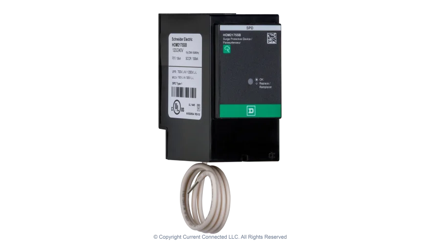 Square D Homeline Plug-in Surge Protector, Plug-In Device for Homeline Loadcenters, Secures Up to 25kA Surge Current per Phase