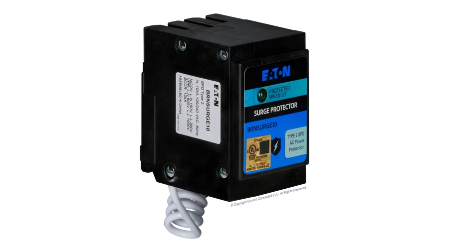 High quality photo of the Eaton - BRSSP - BR Plug-in Surge Protector Angled View. Photographed by Current Connected