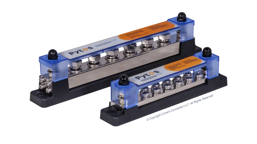 Pytes 300A or 600A Busbars, Rated for 1500Vdc/300Vac, Nickel Plated Copper Busbar with Stainless Steel Terminals