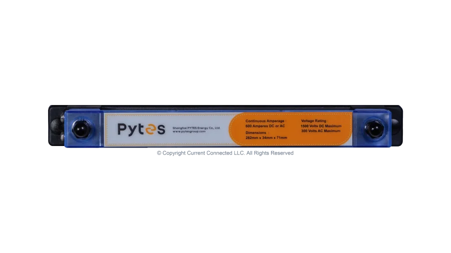 Pytes 300A or 600A Busbars, Rated for 1500Vdc/300Vac, Nickel Plated Copper Busbar with Stainless Steel Terminals