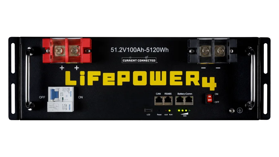 High quality photo of the EG4 LiFePOWER4 Front view. Photographed by Current Connected