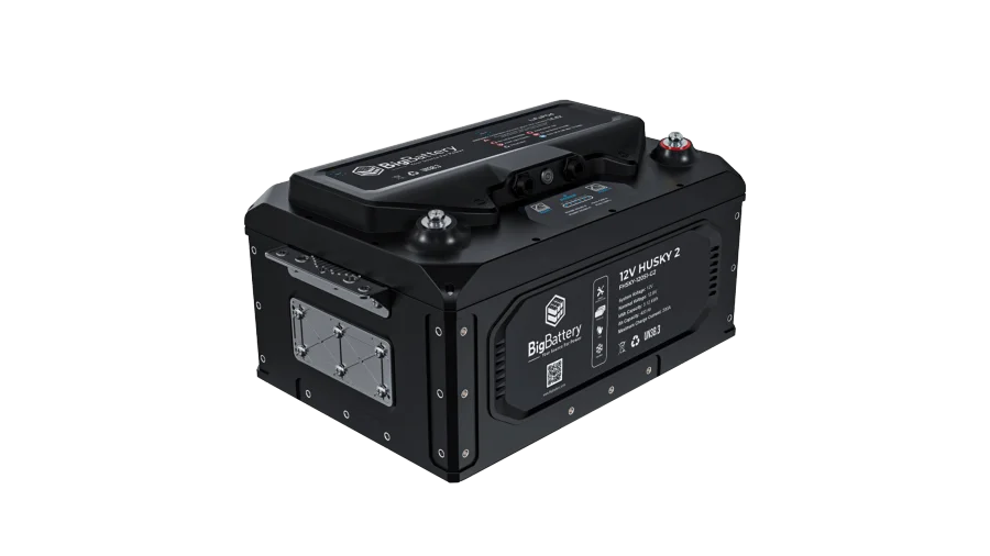High quality photo of the Big Battery 12V Husky Front Left View. Photo sourced by Current Connected.