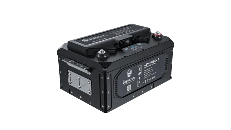 High quality photo of the Big Battery 48V Husky Front Right View. Photo sourced by Current Connected.