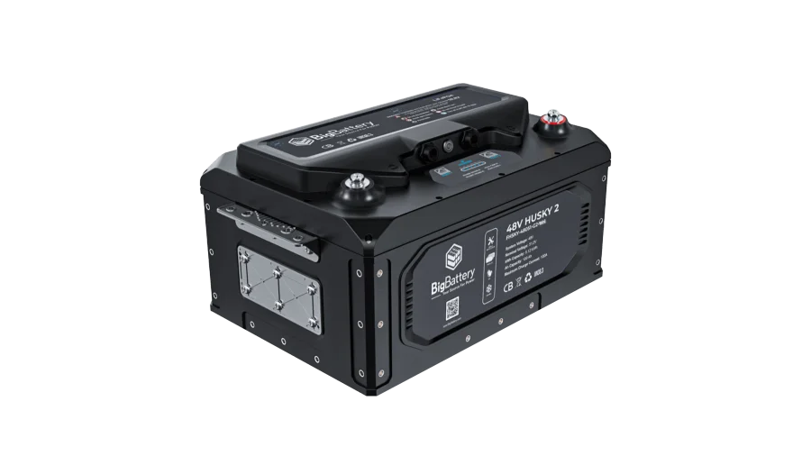 High quality photo of the Big Battery 48V Husky Front Right View. Photo sourced by Current Connected.