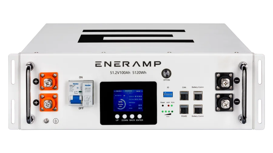 Eneramp - E-03000101 - Endurance 5 - 51.2V 5120Wh Rack Mount Battery - Front-Top Angle View