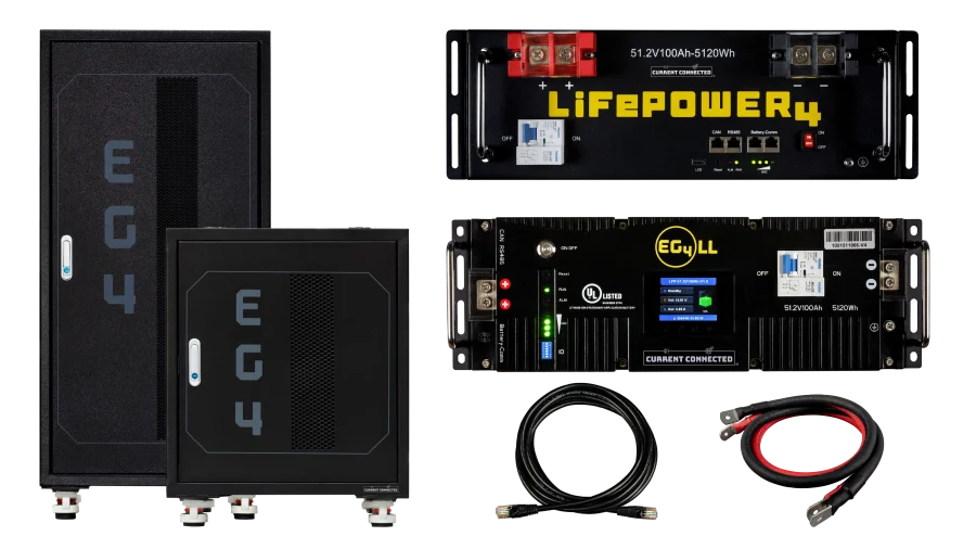 EG4 48V Battery Starter Kit, Choose Between LL-S or LifePower4 and Server Rack of Choice, Up to 30.72kWh of Battery Power