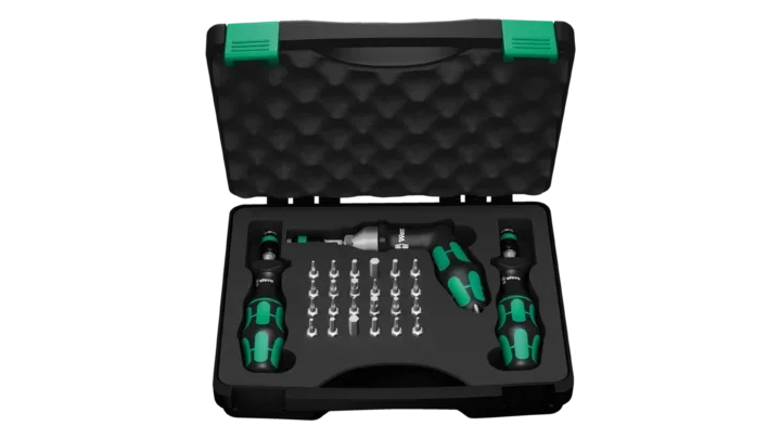 High quality photo of the Wera 7440 41 41 Kraftform Torque Screwdriver Set. Photo sourced by Current Connected from WERA Tools.