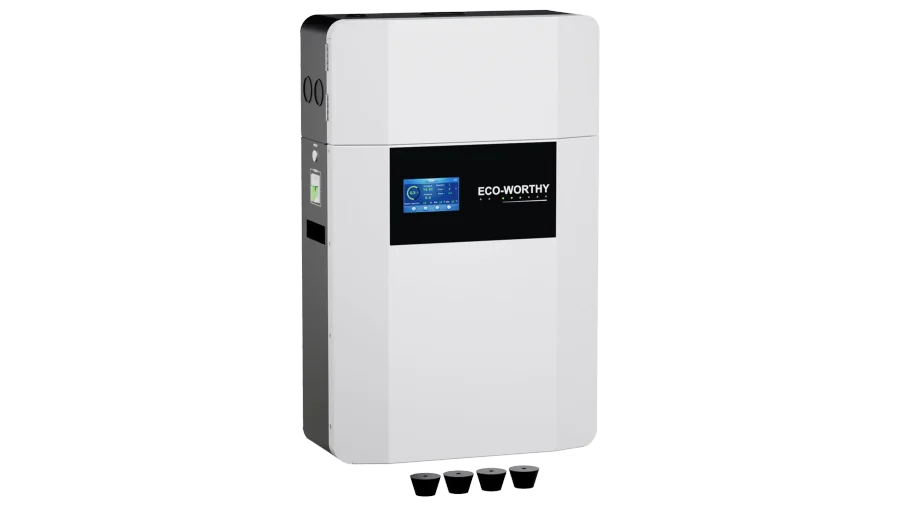 High quality photo of the ECO-WORTHY 48V 100Ah Wall Mount Front Left View. Photo sourced by Current Connected from ECO-WORTHY.