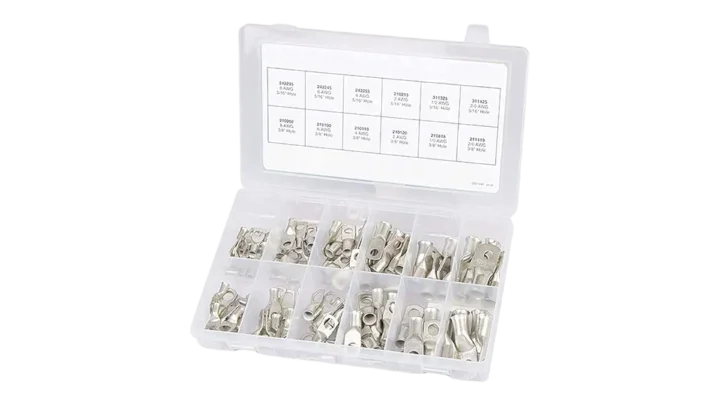 Ancor 100-Piece Tinned Copper Lug Kit, 8 AWG to 2/0 AWG, 5/16" and 3/8" Stud Sizes, UL 486A