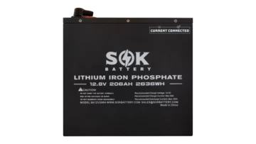 SOK 12V 206Ah Battery with metal casing and Bluetooth capabilities